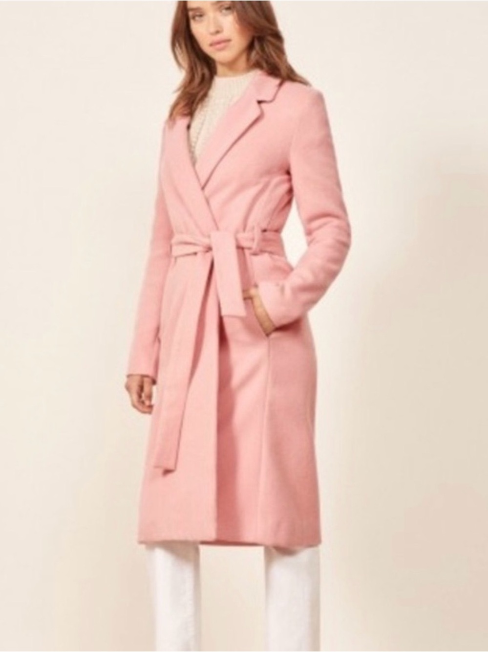Reformation Pink Warton Wool Coat- Small